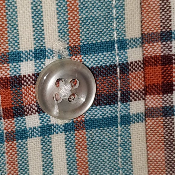 Cinch LS Button Down Shirt,  Size XL Miller Style M-107840, Teal/CreamPlai - Picture 6 of 8